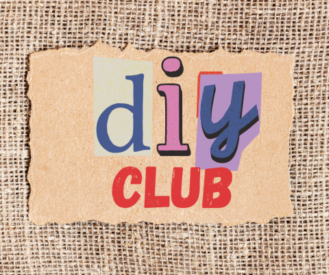 DIY Club surrounded by a burlap frame