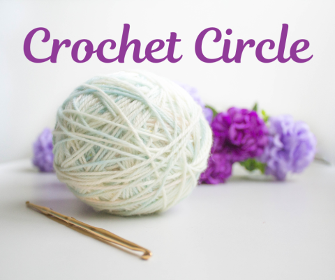 Crochet Circle with crochet hook and yarn