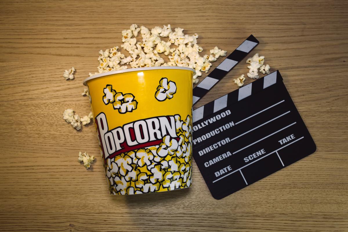 Popcorn and clapperboard