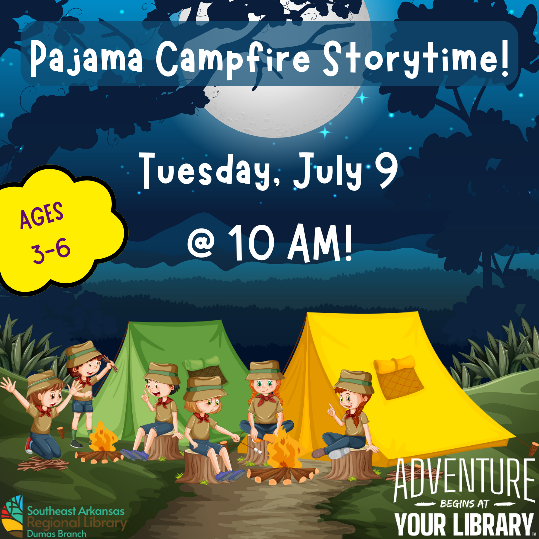 Pajama Campfire Storytime, Tuesday, July 9, @ 10 AM