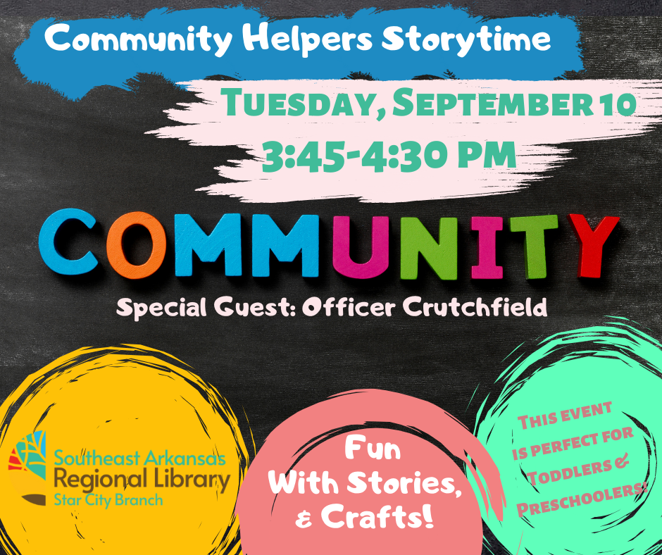 Storytime advertisement for Tuesday, September 10 at 3:45 