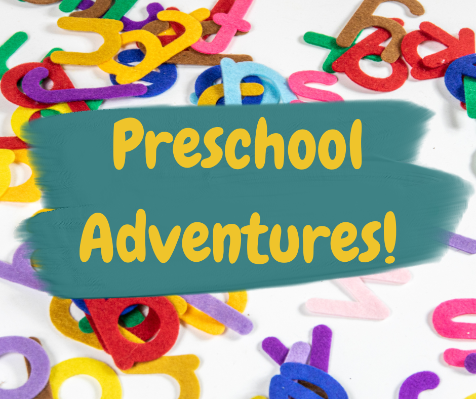 PreSchool Adventures! with a background of magnet letters